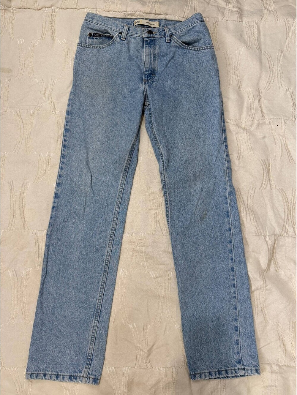 Vintage 90s Lee Regular Fit Jeans Mens 31x32 Light Wash Blue Denim Straight Leg